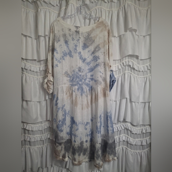 Belle France Boho Chic High Low Tie-Dye Tunic Top - Picture 3 of 5